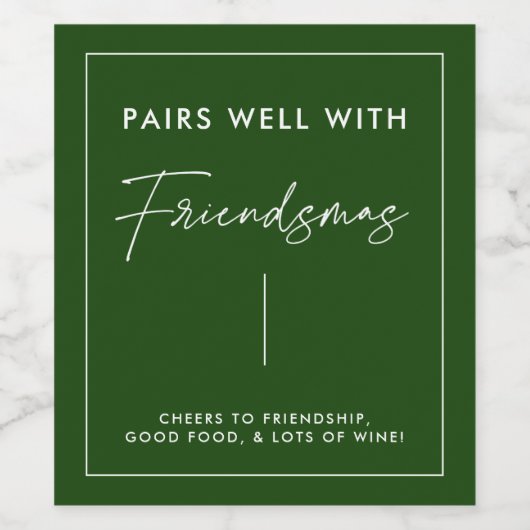 Groene kerst Friendsmas-feestattributen Wijn Etiket (Enkel label)