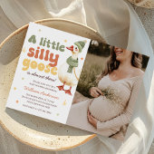 Groene Kerst Gekke Gans Baby shower Foto Kaart