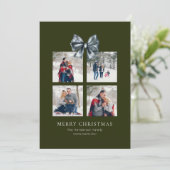 Groene Kerst Gift Box Collage met Lint Boog Feestdagenkaart (Staand voorkant)
