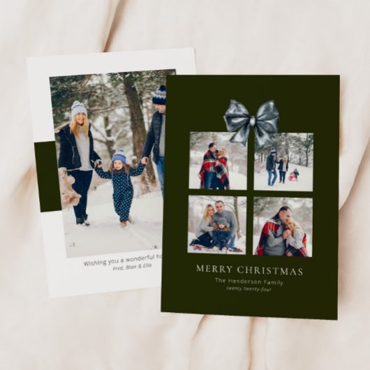 Groene Kerst Gift Box Collage met Lint Boog Feestdagenkaart