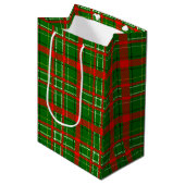 Groene Kerst Grof Geruit Patroon Ontwerp Medium Cadeauzakje (Voorkant Gekanteld)