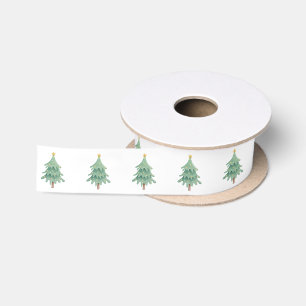 Groene Kerst Holiday Boom Patroon Satijnen Lint