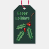 Groene Kerst Holly Gift Labels Cadeaulabel (Achterkant)