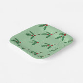 Groene Kerst Holly Paper Borden Papieren Bordje (Gebogen)