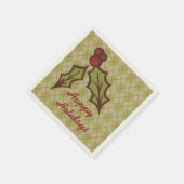 Groene Kerst Holly servetten (Hoek)