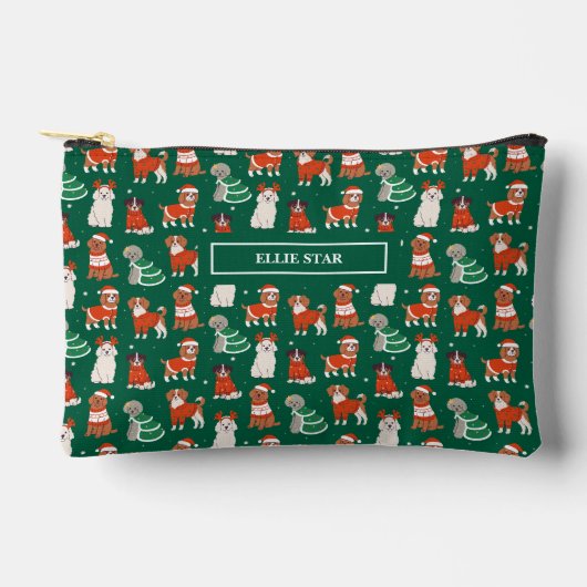 Groene Kerst Honden Gepersonaliseerde Meisje Cosme Etui (Voorkant)