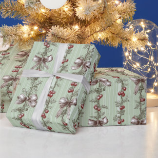 Groene Kerst Inpakpapier Festieve Print