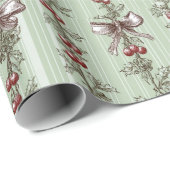 Groene Kerst Inpakpapier Festieve Print (Rol Hoek)