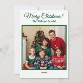Groene Kerst Kaart met Boom ornamenten (Achterkant)