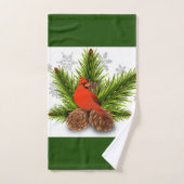 Groene Kerst Kardinaal Vogel Bad Handdoek Set (Handdoek)