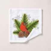 Groene Kerst Kardinaal Vogel Bad Handdoek Set (Wasdoekje)