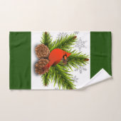 Groene Kerst Kardinaal Vogel Bad Handdoek Set (Handdoek)