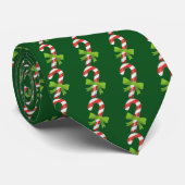 Groene Kerst Kerststok Streep Das (Opgerold)