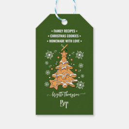 Groene Kerst Koekje Sneeuwvlokken Promo QR Code Cadeaulabel
