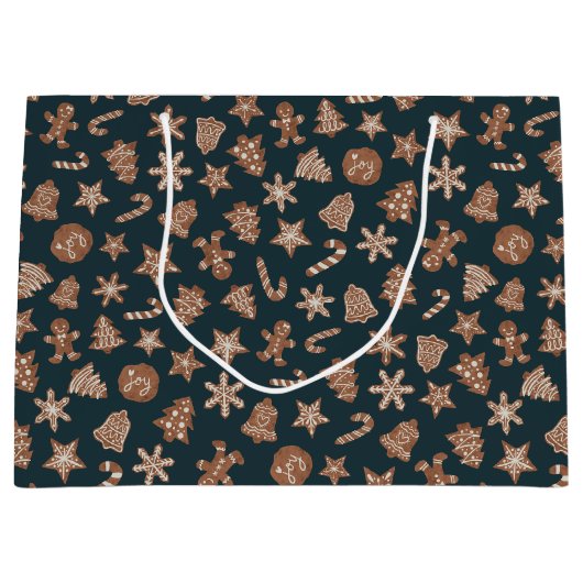 Groene Kerst koekjes patroon Groot Cadeauzakje (Voorkant)