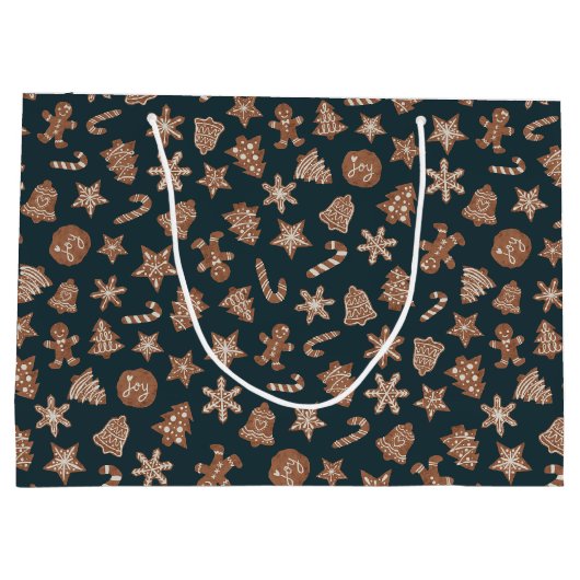 Groene Kerst koekjes patroon Groot Cadeauzakje (Achterkant)