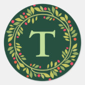 Groene kerst krans envelop zegel (Voorkant)