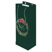Groene kerst krans naam wijn cadeautas (Achterkant Gekanteld)