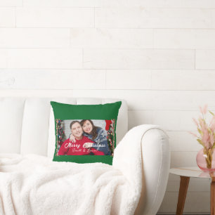 Groene Kerst Lijst Paar Fotonaam Kussen