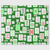 Groene Kerst Mahjong Chinese tegels Spel Aziatisch Cadeaupapier (Vlak)