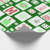 Groene Kerst Mahjong Chinese tegels Spel Aziatisch Cadeaupapier (Hoek)