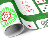Groene Kerst Mahjong Chinese tegels Spel Aziatisch Cadeaupapier (Rol Hoek)