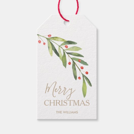 Groene Kerst Merry Christmas Cadeaulabel (Voorkant)