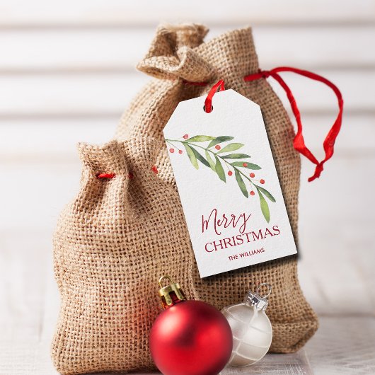 Groene Kerst Merry Christmas Cadeaulabel