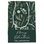 Groene kerst moderne minimale elegante botanische  medium cadeauzakje (Voorkant)