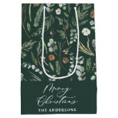 Groene kerst moderne minimale elegante botanische  medium cadeauzakje (Achterkant)