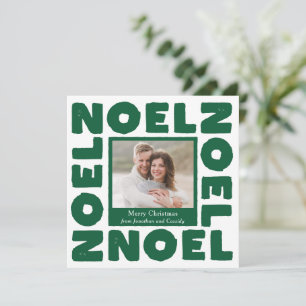 Groene Kerst Moderne Typografie Foto Vakantie Kaart