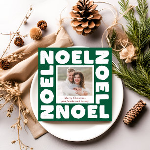Groene Kerst Moderne Typografie Foto Vakantie Kaart