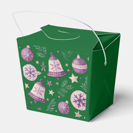 "Groene Kerst Ornament en Bell Favoriet Box" Bedankdoosjes (Achterkant)