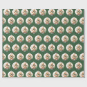 Groene Kerst Ornamente Inpakpapier (Vlak)