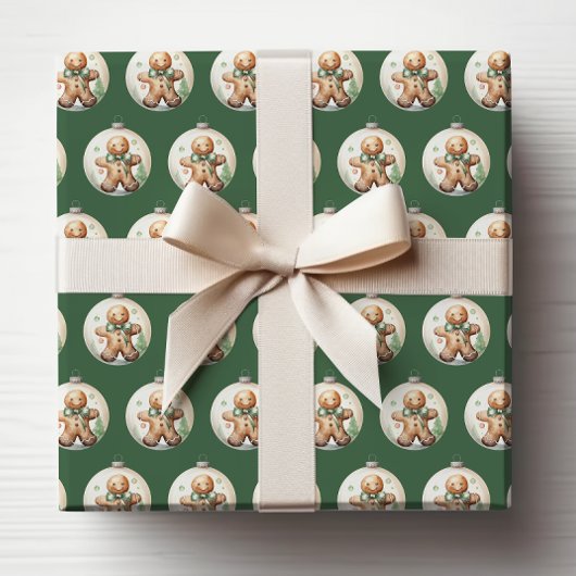 Groene Kerst Ornamente Inpakpapier
