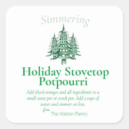 Groene Kerst Pagoda Tree Stovetop Potpourri Vierkante Sticker