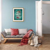 Groene Kerst Print, Retro Printable Poster