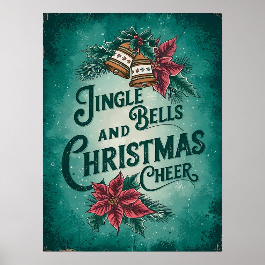 Groene Kerst Print, Retro Printable Poster (Voorkant)