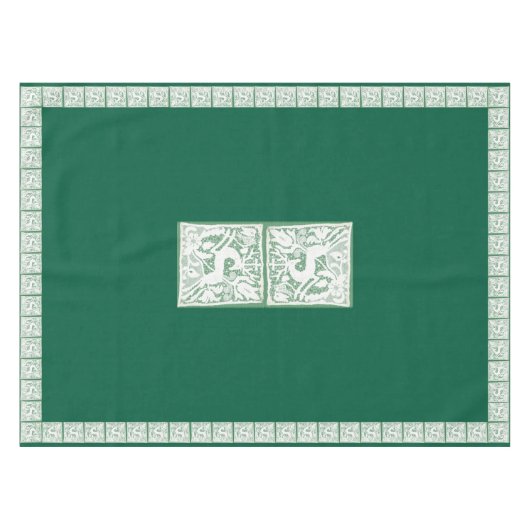 Groene Kerst Reindeer Kant 52 "x 70" Tafelkleed (Voorkant (Horizontaal))