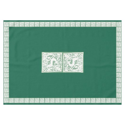 Groene Kerst Reindeer Kant 60 "x 84" Tafelkleed (Voorkant (Horizontaal))