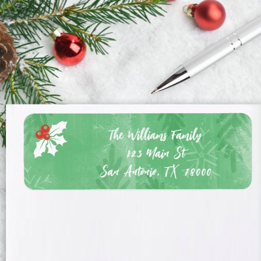Groene kerst retouradres etiket