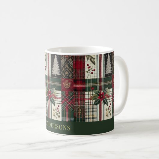 Groene Kerst Rustiek Plaid Tartan Patroon Koffiemok (Voorkant rechts)