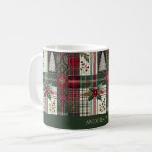 Groene Kerst Rustiek Plaid Tartan Patroon Koffiemok (Voorkant links)