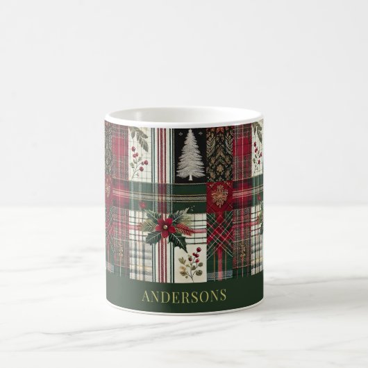 Groene Kerst Rustiek Plaid Tartan Patroon Koffiemok (Center)