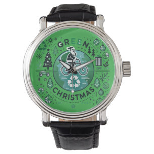 Groene Kerst - Santa en Recycling Design Horloge