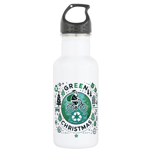 Groene Kerst - Santa en Recycling Design Waterfles (Voorkant)
