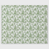Groene Kerst Santa Toile Cadeaupapier (Vlak)
