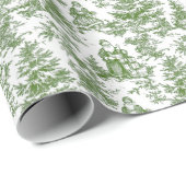 Groene Kerst Santa Toile Cadeaupapier (Rol Hoek)