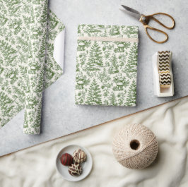 Groene Kerst Santa Toile Cadeaupapier