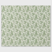 Groene Kerst Santa Toile Cadeaupapier (Vlak)